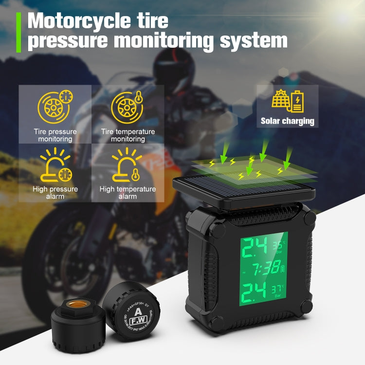 M9 Solar Motorcycle Tire Pressure Monitor Color Screen High Precision Sensor - Tire Pressure Gauges by buy2fix | Online Shopping UK | buy2fix