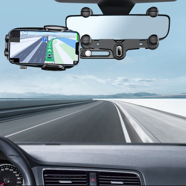 Car Rearview Mirror Navigation Retractable Multifunctional Mobile Phone Holder(Black) by buy2fix