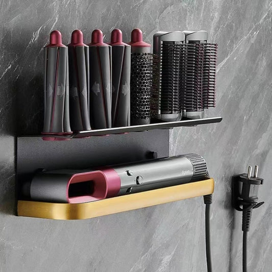 For Dyson Airwrap Wall-Mounted Shelf Storage Rack, Style: B Type Black Gold by buy2fix