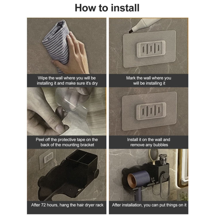 For Dyson Hair Dryer Wall-Mounted Holder Bathroom Shelf Storage Rack, Style: Simple Black by buy2fix