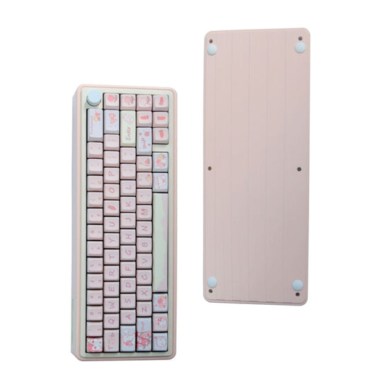 Bluetooth Wireless 3-mode RGB Backlit Gaming Mechanical Keyboard Aluminum Alloy Kit + Keycap(Pink) by buy2fix