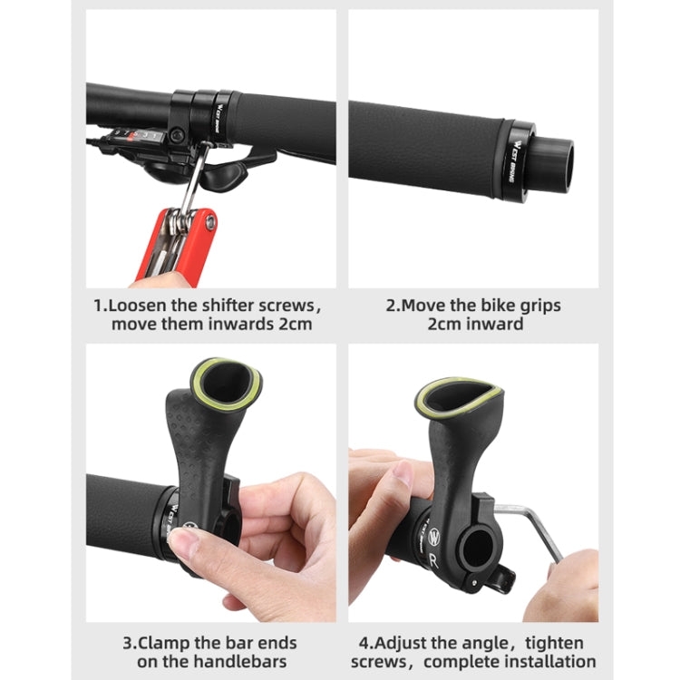 WEST BIKING Bike Cow Horns Fluorescent Deputy Handle Riding Equipment(Black) - Bicycle Grips by WEST BIKING | Online Shopping UK | buy2fix