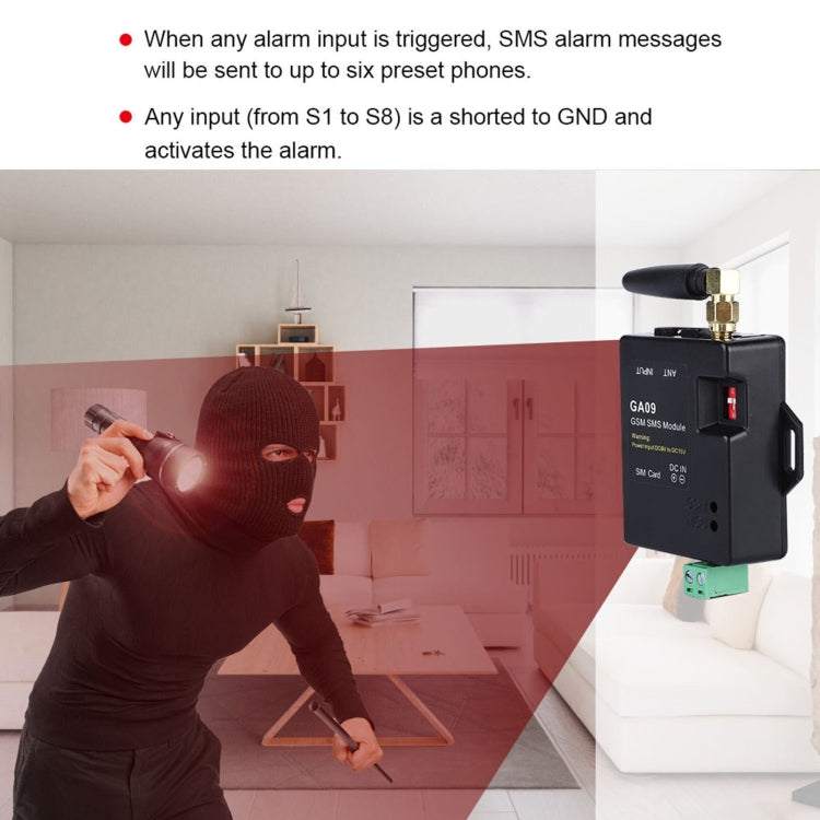 GA09 Mini 8 CH Home Security Wireless GSM SMS Alarm Module by buy2fix
