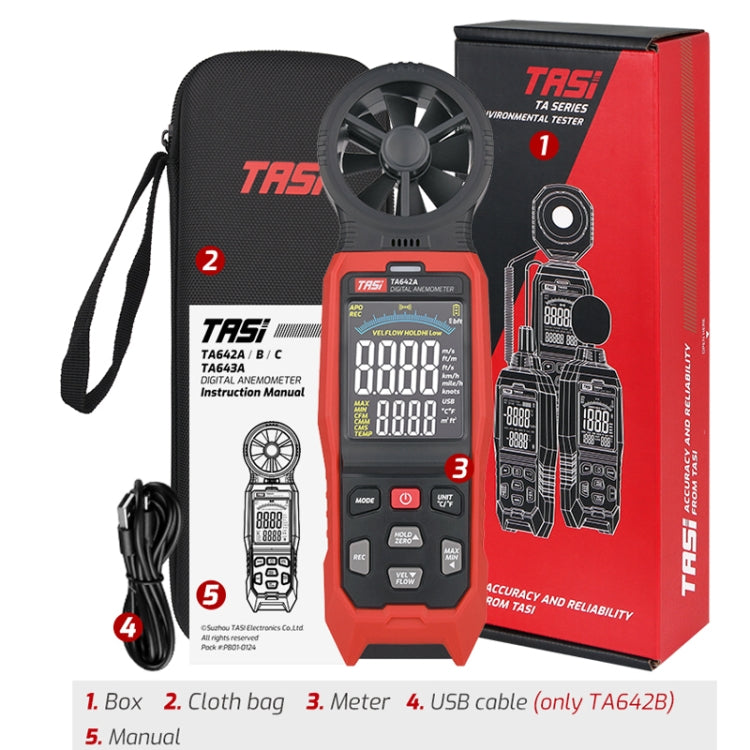 TASI TA642B Portable Digital Wind Speed Meter Air Volume Tester by TASI