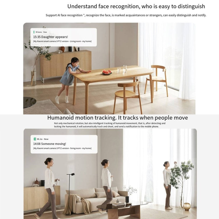 Original Xiaomi Mijia Smart Camera 3 PTZ Version 3K AI Detection Baby Monitor 5MP 360 Degree View Webcam Day & Night Work Infrared Night Vision, With US Plug Adapter(White) - Wireless Camera by Xiaomi | Online Shopping UK | buy2fix