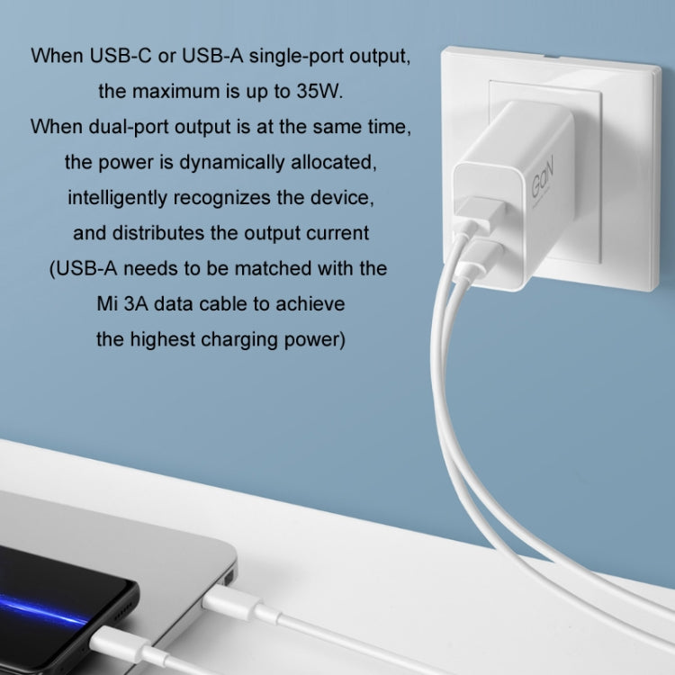 Original Xiaomi 35W USB-C+USB-A Fast Charge Portable Dual Port Charger(1C+1A), US Plug(White) - USB Charger by Xiaomi | Online Shopping UK | buy2fix