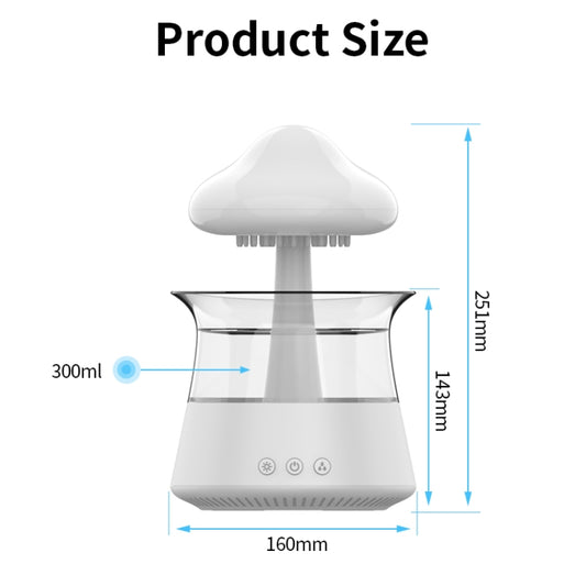 CH06 300ml Rain Humidifier Mushroom Cloud Colorful Night Lamp Aromatherapy Machine, Style: With Remote Controller(Light Wood Grain) by buy2fix