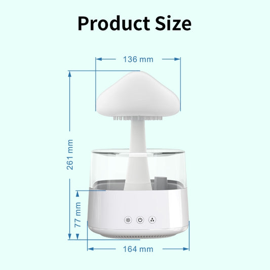 CH08 450ml Rain Humidifier Mushroom Cloud Colorful Night Lamp Aromatherapy Machine, Style: Without Remote Controller(White) by buy2fix