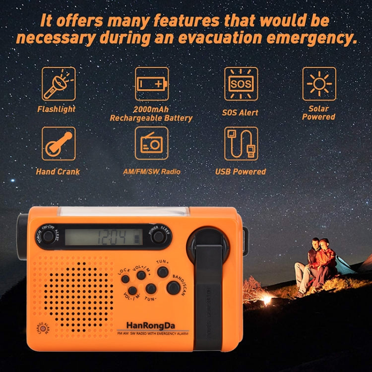 HanRongda HRD-900 LED Lighting Solar Hand Crank Power Generation NOAA Weather Warning Radio(Dark Green) by HanRongda