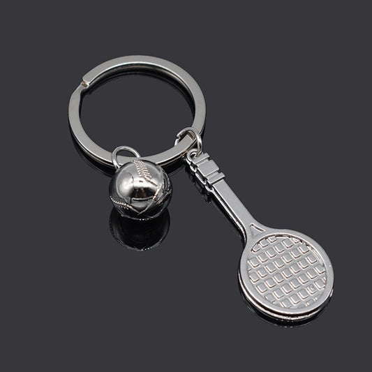 2pcs Simulation Tennis Racket Metal Key Chain Small Gift(BY-297) by buy2fix