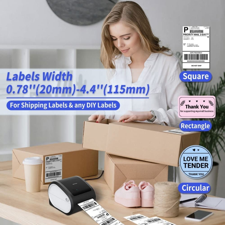 Phomemo D520-BT Bluetooth Thermal Shipping Label Printer Wireless Desktop Printer For Barcode Address Labels, Size: EU(Pink White) - Receipt Printers by Phomemo | Online Shopping UK | buy2fix