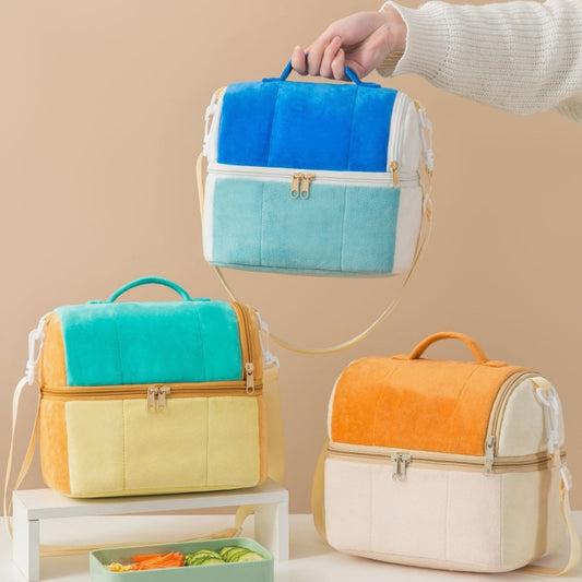 Flannel Toast Bag Double Layer Insulation Lunch Storage Bag Shoulder Bag(Purple) by buy2fix