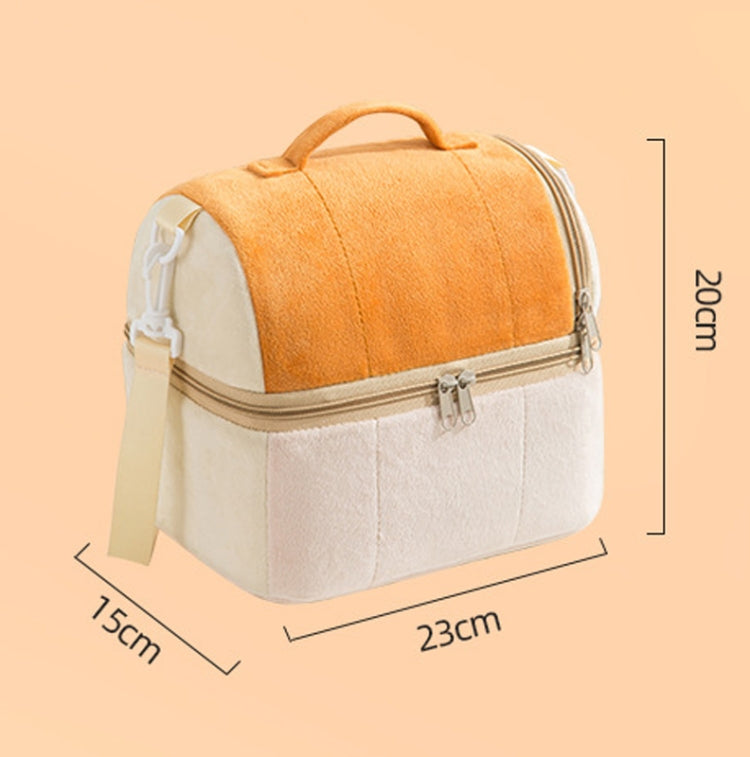 Flannel Toast Bag Double Layer Insulation Lunch Storage Bag Shoulder Bag(Purple) - Lunch Bags by buy2fix | Online Shopping UK | buy2fix