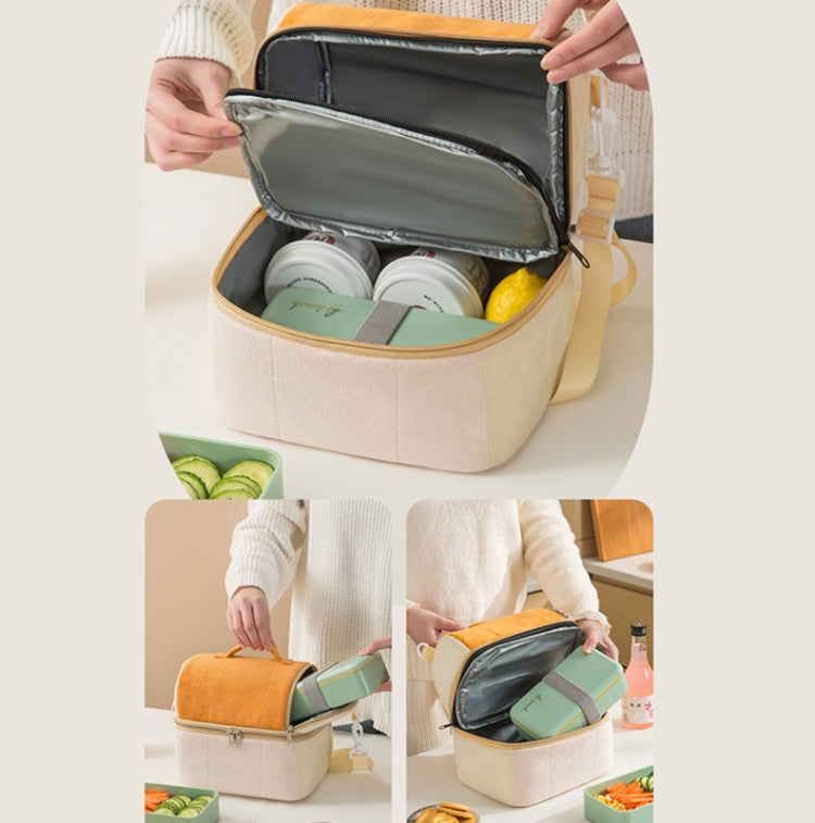 Flannel Toast Bag Double Layer Insulation Lunch Storage Bag Shoulder Bag(Purple) - Lunch Bags by buy2fix | Online Shopping UK | buy2fix
