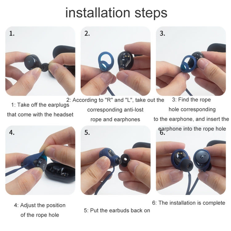 For Anker Soundcore Space A40 2pcs Headphones Silicone Anti-Lost Cord(Black) by buy2fix