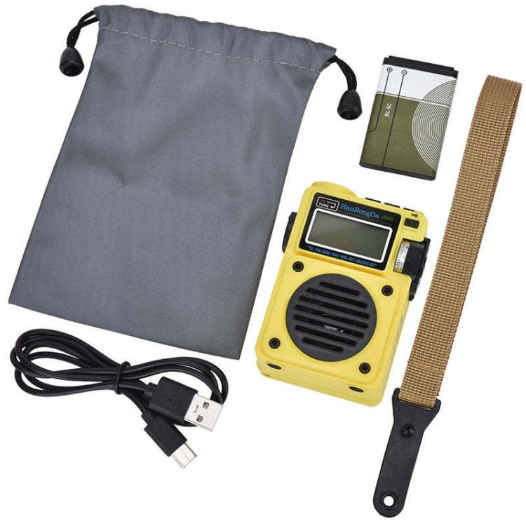 HanRongda HRD-701 Portable Full Band Radio Subwoofer Bluetooth TF Card Digital Display Radio(Yellow) by HanRongda