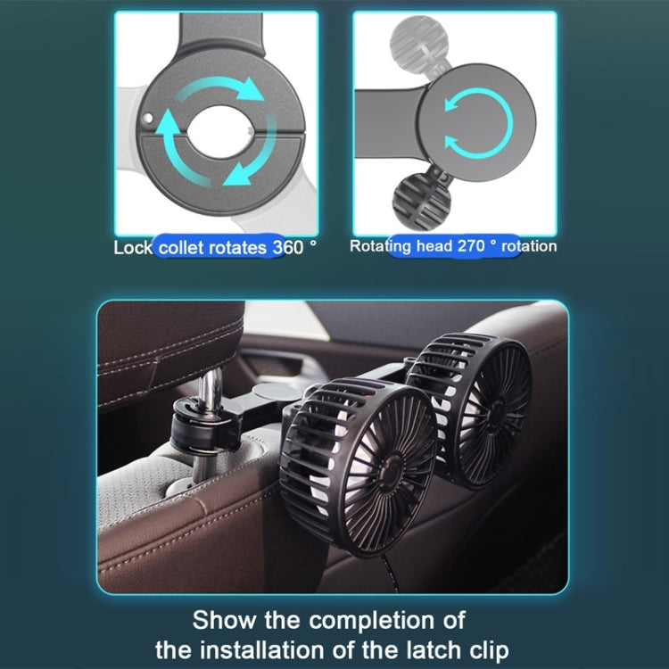 5V 2A Car Rear Seat Back USB Interface Powerful Double-headed Fan(F4207) - Heating & Fans by buy2fix | Online Shopping UK | buy2fix