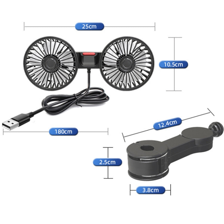 5V 2A Car Rear Seat Back USB Interface Powerful Double-headed Fan(F4207) - Heating & Fans by buy2fix | Online Shopping UK | buy2fix