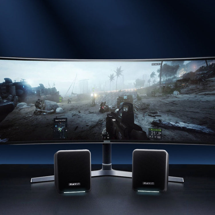 Havit A20 Plus Colorful Ambient Light Wired Computer Audio Stereo Surround Sound Speaker, Style: Black by Havit