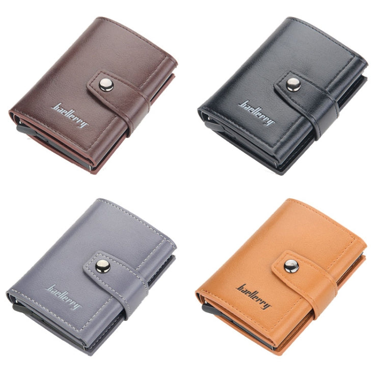 Baellerry RFID Anti-Theft Automatic Pop-Up Card Wallet Buckle Metal Aluminum Shell Card Holder(Coffee) - Antimagnetic RFID Package by Baellerry | Online Shopping UK | buy2fix
