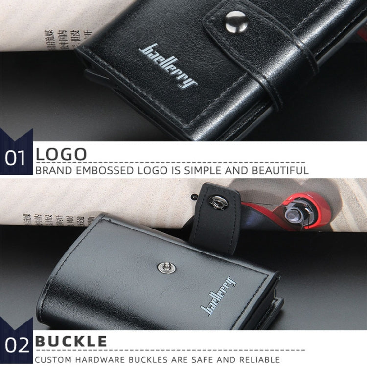 Baellerry RFID Anti-Theft Automatic Pop-Up Card Wallet Buckle Metal Aluminum Shell Card Holder(Coffee) - Antimagnetic RFID Package by Baellerry | Online Shopping UK | buy2fix
