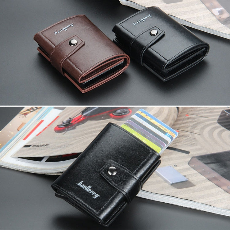 Baellerry RFID Anti-Theft Automatic Pop-Up Card Wallet Buckle Metal Aluminum Shell Card Holder(Coffee) - Antimagnetic RFID Package by Baellerry | Online Shopping UK | buy2fix