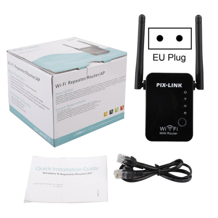 PIX-LINK 2.4G 300Mbps WiFi Signal Amplifier Wireless Router Dual Antenna Repeater(AU Plug) by PIX-LINK