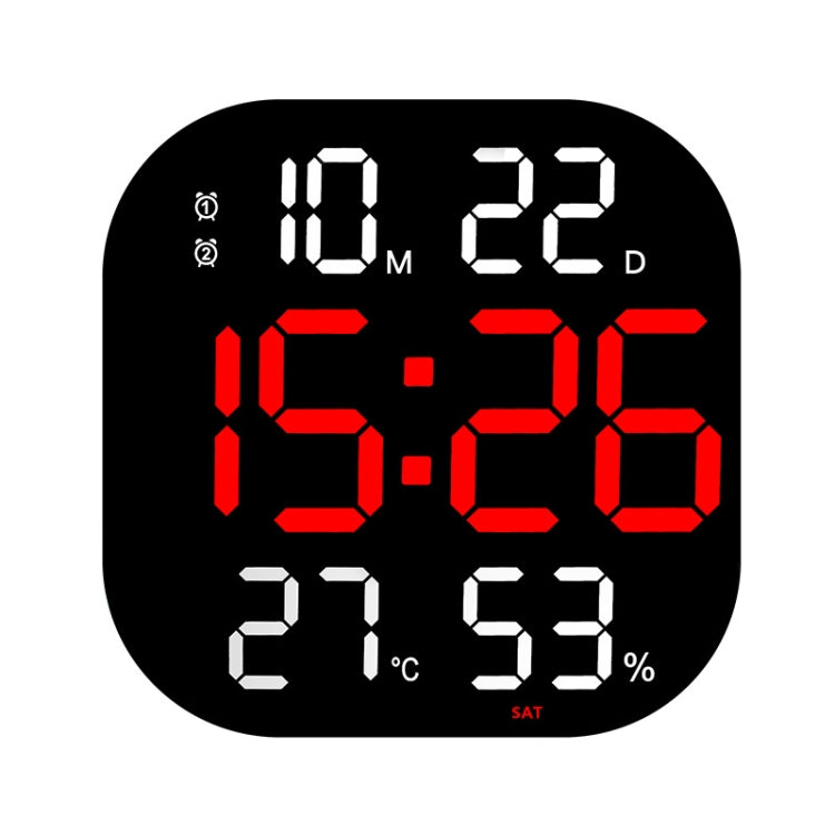 13-Inch LED Acrylic Electronic Clock Large-Screen Square Wall Clock With Timing Temperature Humidity(6632 White Red) - Wall Clock by buy2fix | Online Shopping UK | buy2fix