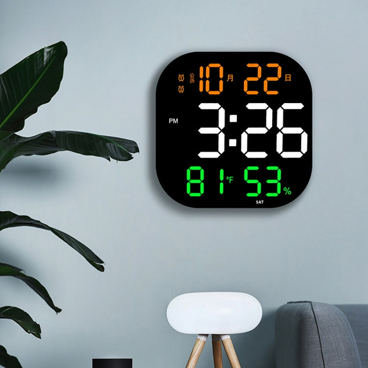 13-Inch LED Acrylic Electronic Clock Large-Screen Square Wall Clock With Timing Temperature Humidity(6632 White Red) - Wall Clock by buy2fix | Online Shopping UK | buy2fix