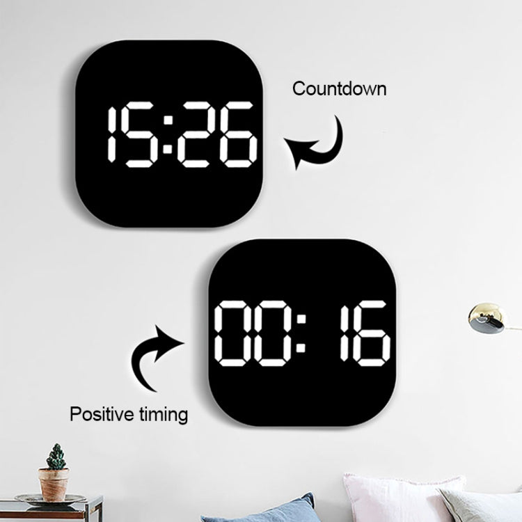 13-Inch LED Acrylic Electronic Clock Large-Screen Square Wall Clock With Timing Temperature Humidity(6632 White Red) - Wall Clock by buy2fix | Online Shopping UK | buy2fix