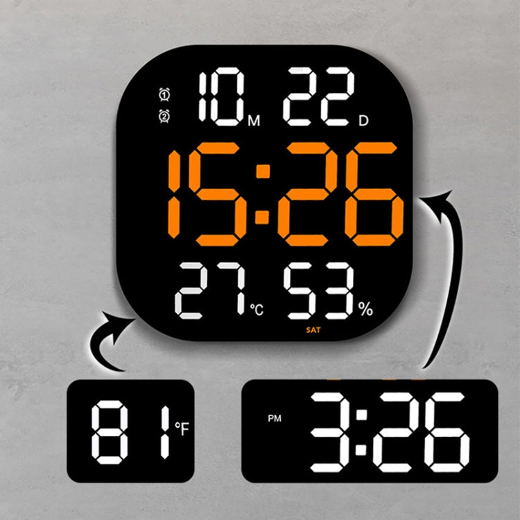 13-Inch LED Acrylic Electronic Clock Large-Screen Square Wall Clock With Timing Temperature Humidity(6632 White Red) - Wall Clock by buy2fix | Online Shopping UK | buy2fix