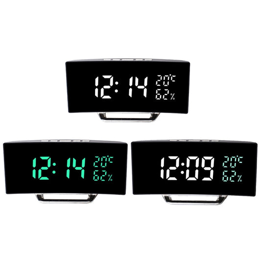 7816 Curved Screen LED Temperature / Humidity Display Multifunctional Clock(White) by buy2fix