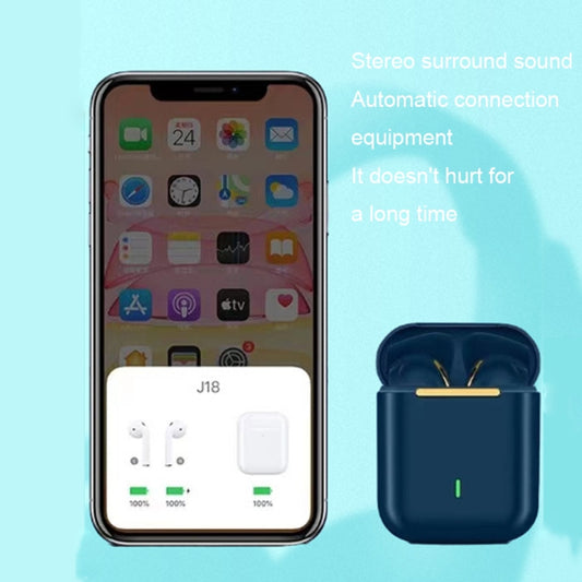 J18 Bluetooth 5.0 TWS In-Ear Wireless Earphones Long Battery Life Headphones(Blue) - TWS Earphone by buy2fix | Online Shopping UK | buy2fix