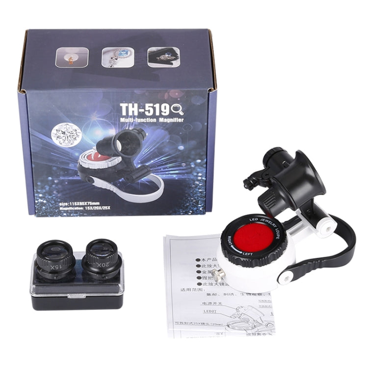 TH-519 15X 20X 25X LED Light Magnifier with Metal Base for Jewelry Review Watch(Black) by buy2fix