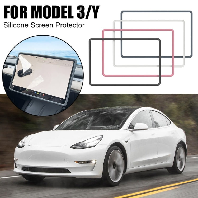 For Tesla Model3/Y Screen Bumper Protective Cover Silicone Frame(Gray) by buy2fix