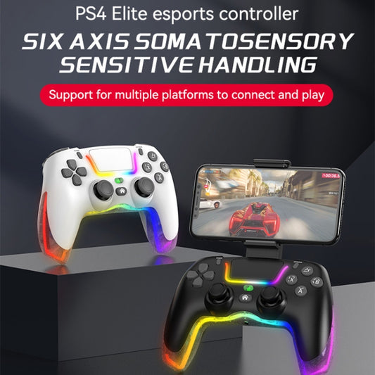 For PS4 Dazzle Color Light Wireless Bluetooth Grip(White) by buy2fix