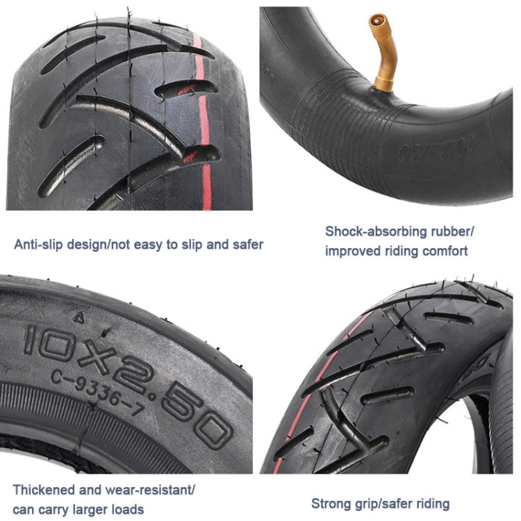 10 X 2.5 Inflatable Inner Tire + Outer Tire Kit For Ninebot MAX G30 10-Inch Scooter(Black) by buy2fix