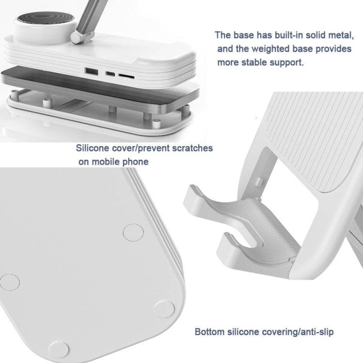 2-in-1 Desktop Bluetooth Speaker Stand Mobile Phone Tablet Holder(White) by buy2fix