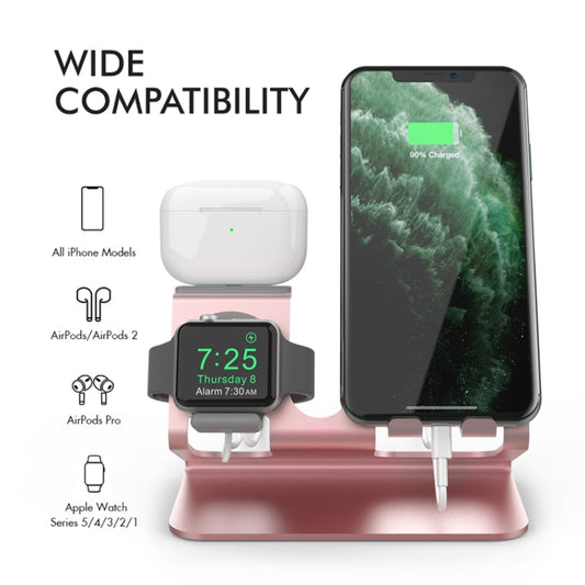 For IPhone / AirPods / Apple Watch Series AhaStyle 3 In 1 Aluminum Alloy Stand(Rose Gold) by AhaStyle