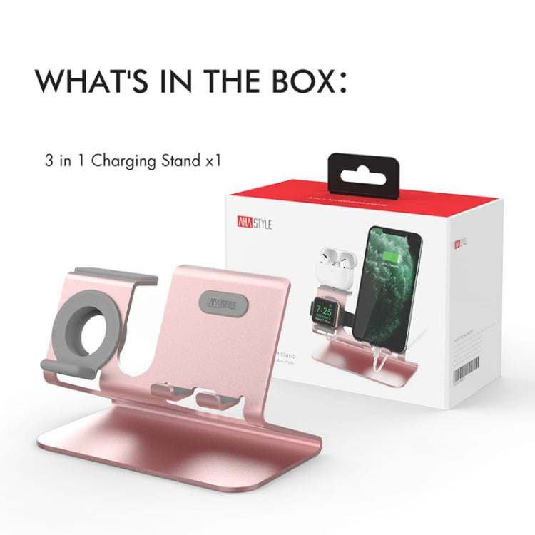 For IPhone / AirPods / Apple Watch Series AhaStyle 3 In 1 Aluminum Alloy Stand(Silver) by AhaStyle