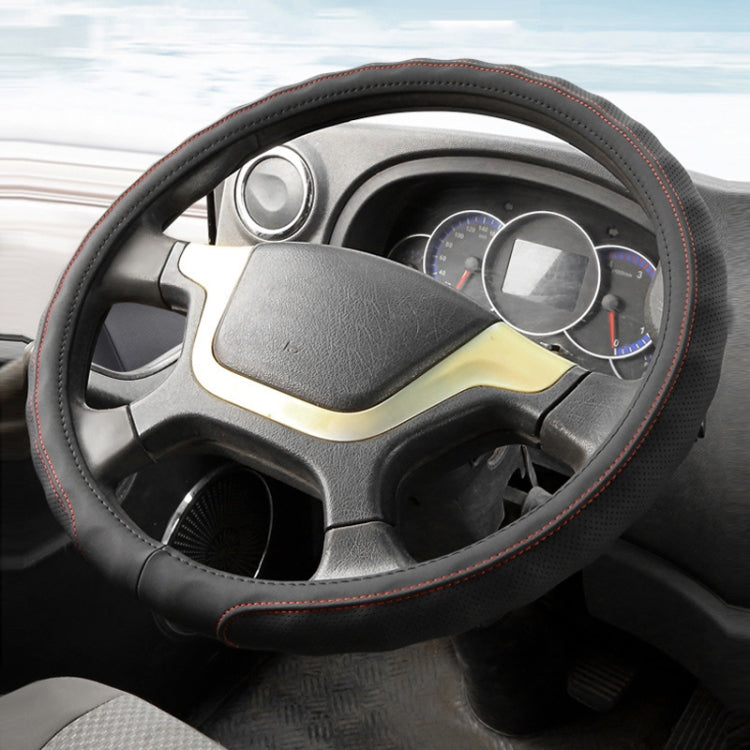 45cm Leather Truck Steering Wheel Cover(Black) by buy2fix