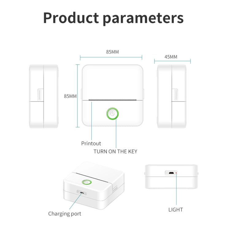 X6 200DPI Student Homework Printer Bluetooth Inkless Pocket Printer White 5 Printer Papers+5 Stickers + 3 Color Papers - Receipt Printers by buy2fix | Online Shopping UK | buy2fix