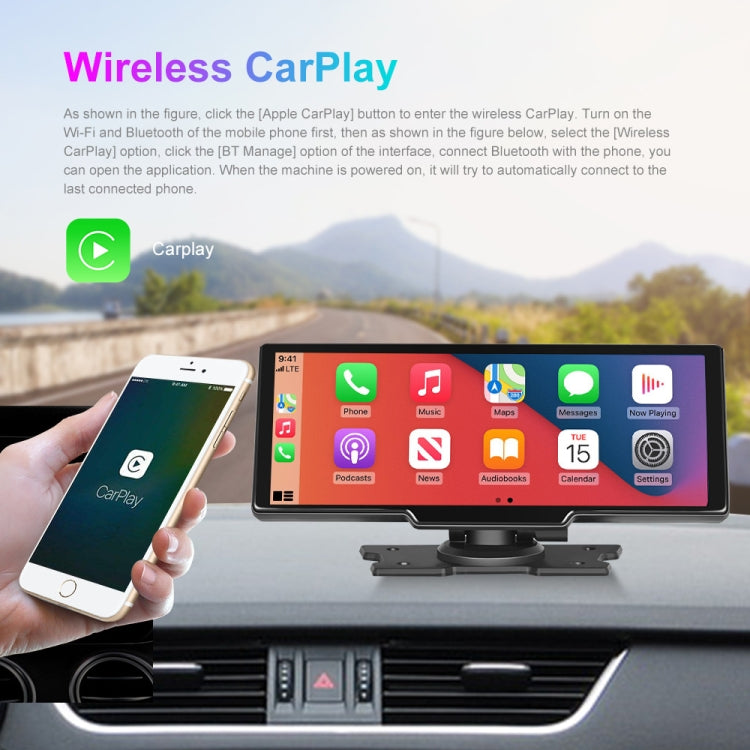 Car 10.26 Inch Portable Wireless CarPlay Display Android Auto Mobile Phone Screen - Car MP3 & MP4 & MP5 by buy2fix | Online Shopping UK | buy2fix
