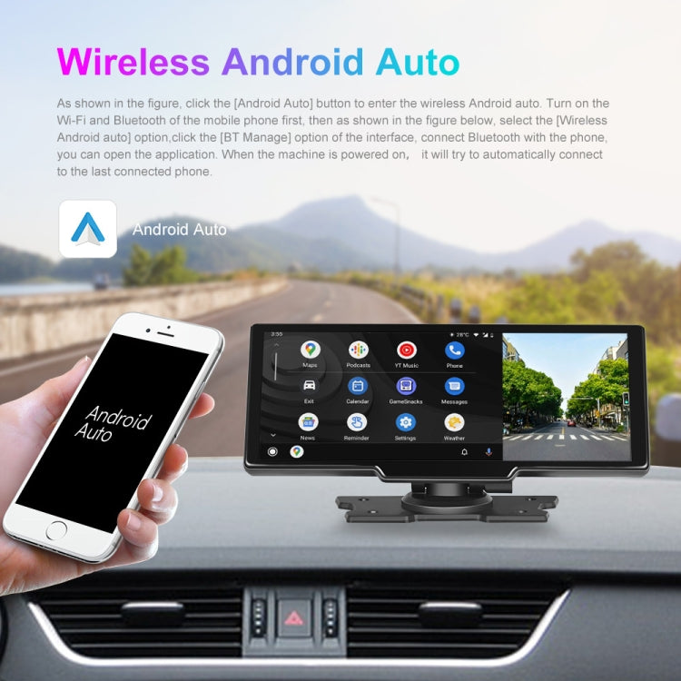 Car 10.26 Inch Portable Wireless CarPlay Display Android Auto Mobile Phone Screen - Car MP3 & MP4 & MP5 by buy2fix | Online Shopping UK | buy2fix