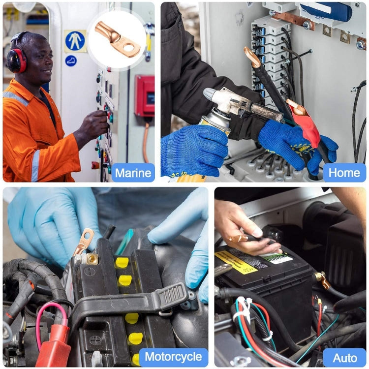 8AWG 3/8" Stud Ring Terminal Solder Cable Bare Copper Hole with Heat Shrink(Single) by buy2fix