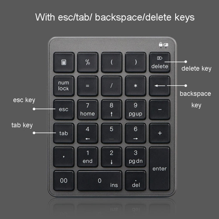 KN-980 28 Keys Portable Wireless Digital Quiet Keypad Computer External Digital Password Keypad(Gray) - Mini Keyboard by buy2fix | Online Shopping UK | buy2fix