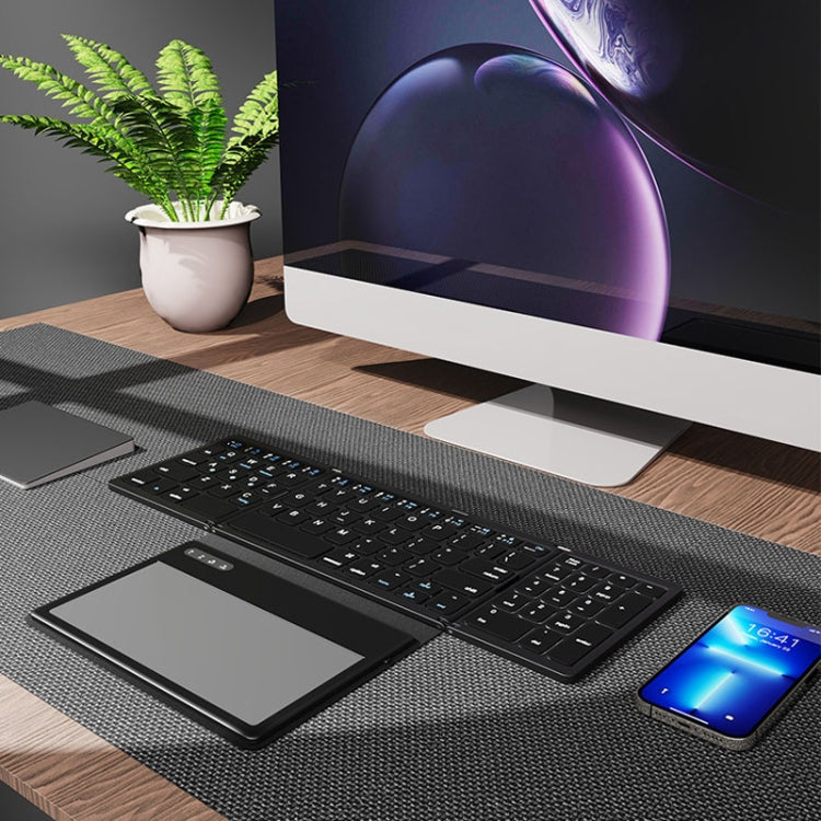 Leather Wireless Bluetooth Keyboard With Touch-Pad Multi-System External Portable Universal Keypad by buy2fix