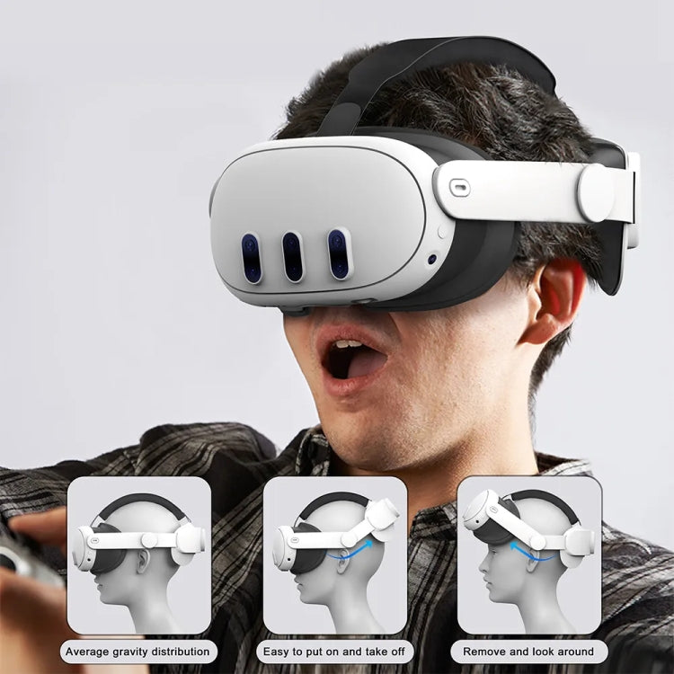 For Meta Quest 3 VR Adjustable Elite Headset Head Strap(White) - VR Accessories by buy2fix | Online Shopping UK | buy2fix
