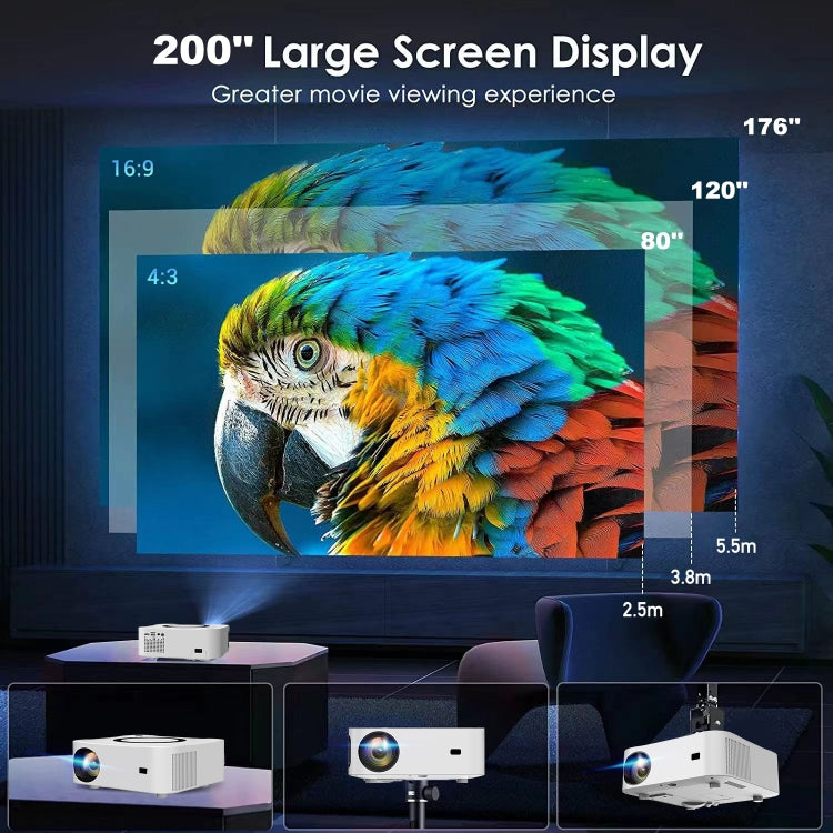 Home HD Projector 1080P Bluetooth WIFI Mobile Phone Smart Projector, Specification: US Plug(2+16G) - LED Projector by buy2fix | Online Shopping UK | buy2fix