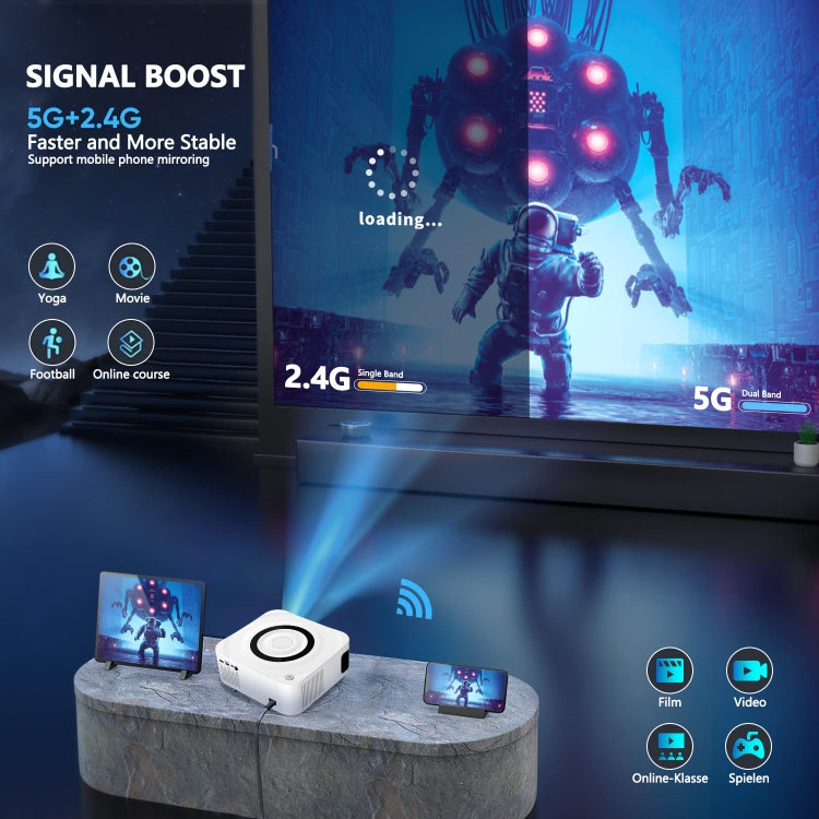 Home HD Projector 1080P Bluetooth WIFI Mobile Phone Smart Projector, Specification: US Plug(2+16G) - LED Projector by buy2fix | Online Shopping UK | buy2fix